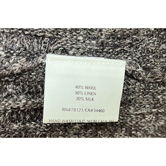 Eileen Fisher Sz Medium Wool Linen Blend Knit Open Cardigan Sweater Marled Brown - Picture 6 of 6